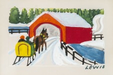 This rare watercolour folk art painting was one of a series of Christmas cards created by Maud Lewis. Image 4