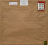 This folk art painting of a red sleigh in winter is by Maud Lewis. Image 10