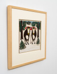 This folk art painting by legacy artist Maud Lewis features oxen in winter. Image 4
