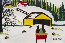 This rare watercolour folk art painting was one of a series of Christmas cards created by Maud Lewis. Image 5