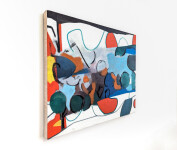 In this joyfully coloured abstract painting, Mel Davis is playing with colour, form and space. Image 4