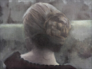 This romantic and intimate portrait of the back of a young woman is by Mel Davis.