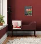 This contemporary still life oil painting features a bouquet of red spring flowers. Image 12