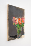 This contemporary still life oil painting features a bouquet of red spring flowers. Image 3