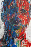 This contemporary acrylic painting is an abstract self-portrait of the artist. Image 6