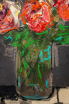 This contemporary still life oil painting features a bouquet of red spring flowers. Image 7