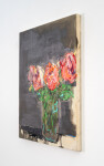 This contemporary still life oil painting features a bouquet of red spring flowers. Image 4