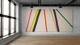 This large contemporary abstract painting by Milly Ristvedt is one of her colourful ribbons series. Image 12