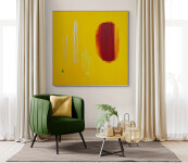 This large yellow and red contemporary abstract painting was created by Milly Ristvedt. Image 15