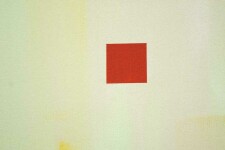 A lemon yellow rectangle held by a whisper white band is flanked by squares of pink, navy, blood red and white on a washed ground of pale li… Image 3