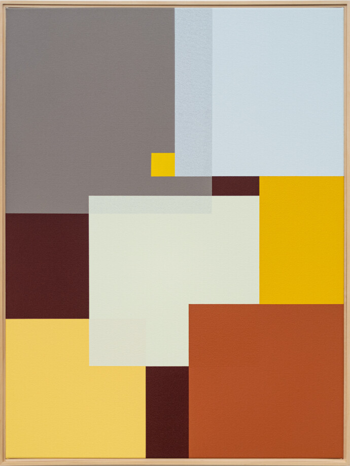 This contemporary abstract painting by Milly Ristvedt is expressed in geometric form.