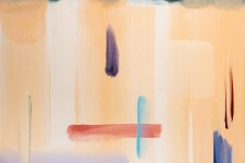 This large abstract acrylic painting by Milly Ristvedt has a pastel palette. Image 4