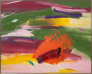 This contemporary abstract colourful oil painting is by Milly Ristvedt.