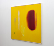 This large yellow and red contemporary abstract painting was created by Milly Ristvedt. Image 3