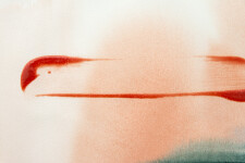 This abstract painting on paper by Milly Ritsvedt features spring-like colours. Image 8