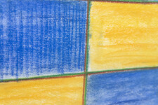 This contemporary pastel on paper of a grid in blue and yellow is by Milly Ristvedt. Image 6