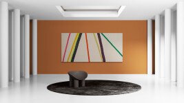 This large contemporary abstract painting by Milly Ristvedt is one of her colourful ribbons series. Image 13