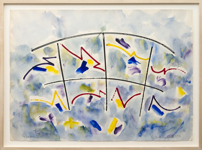 This contemporary acrylic abstract painting is one of Milly Ristvedt’s earlier works.