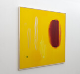 This large yellow and red contemporary abstract painting was created by Milly Ristvedt. Image 2