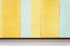 Vertical stripes of buttercup yellow and cloud blue are each separated from the other by a mere whisper of white canvas. Image 4