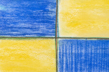This contemporary pastel on paper of a grid in blue and yellow is by Milly Ristvedt. Image 3