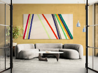 This large contemporary abstract painting by Milly Ristvedt is one of her colourful ribbons series. Image 11