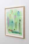 This colourful abstract painting on paper by Milly Ritsvedt has a green backdrop. Image 3