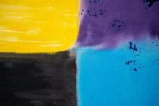 This contemporary abstract painting by Milly Ristvedt features a colourful grid pattern. Image 6