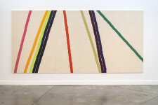 This large contemporary abstract painting by Milly Ristvedt is one of her colourful ribbons series. Image 2