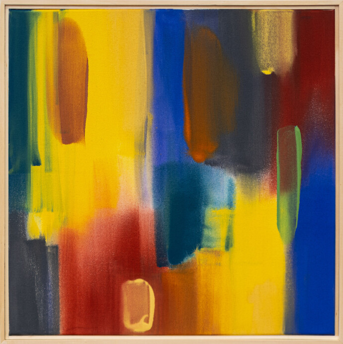 This is one of a series of colourful abstract expression paintings by Milly Ristvedt.