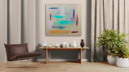 This contemporary colourful abstract painting is by Milly Ristvedt. Image 19