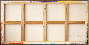 This contemporary abstract painting by Milly Ristvedt features a colourful grid pattern. Image 9