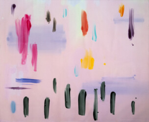 This contemporary abstract acrylic painting by Milly Ristvedt is a landscape defined by colour.