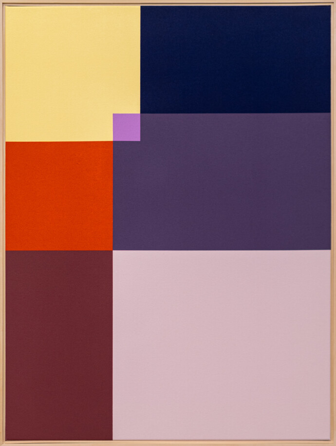 This contemporary abstract painting by Milly Ristvedt is expressed in geometric form.