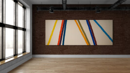 This large contemporary abstract painting by Milly Ristvedt is one of her colourful ribbons series. Image 12