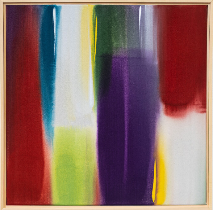 This is one of a series of colourful abstract expression paintings by Milly Ristvedt.