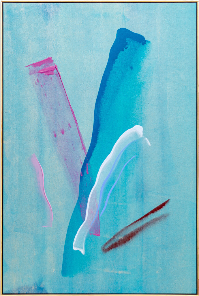 A celebration of beautiful blues—this abstract painting by master colourist Milly Ristvedt continues to explore form and colour.