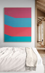 This pink, blue, red, minimalist abstract, acrylic on canvas is by Canadian artist Milly Ristvedt. Image 10