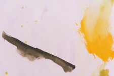 The colours of summer expressed in generous brushstrokes of red, blue, yellow and mauve seem to float on a soft pink background. Image 2