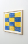 This contemporary pastel on paper of a grid in blue and yellow is by Milly Ristvedt. Image 7