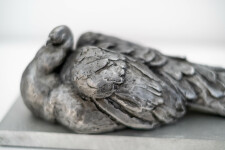 Created in cast aluminum, this sculpture of a male peacock at rest is rooted in the artist's ongoing preoccupation with human and animal int… Image 8