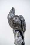 Cast in aluminum, this sculpture of a poised male peacock reflects the artist Nicholas Crombach's primary theme of human and animal interact… Image 4