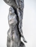 Cast in aluminum, this sculpture of a poised male peacock reflects the artist Nicholas Crombach's primary theme of human and animal interact… Image 10