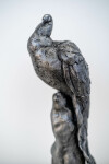Cast in aluminum, this sculpture of a poised male peacock reflects the artist Nicholas Crombach's primary theme of human and animal interact… Image 5