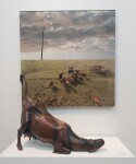 This figurative, life-like, female cow, bronze, interior sculpture is by Canadian artist Nicholas Crombach. Image 5