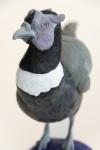 Cast in resin, a figurine of a pheasant posed on an indigo base points to a theme of human and animal interaction. Image 2