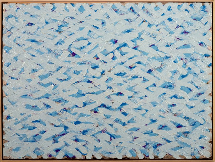 The mesmerizing patterns clouds form in summer skies is emulated in this lyrical abstract painting by Noreen Taylor.
