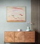 In this lovely abstract painting, the sky often represented in Noreen Taylor’s work, is a collage of colours—pink, orange, mauve, blue, and … Image 5