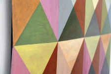 A kaleidoscope of vivid colours form triangular patterns in this engaging contemporary work by Parvis Djamtorki. Image 3