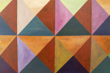 A kaleidoscope of vivid colours form triangular patterns in this engaging contemporary work by Parvis Djamtorki. Image 4